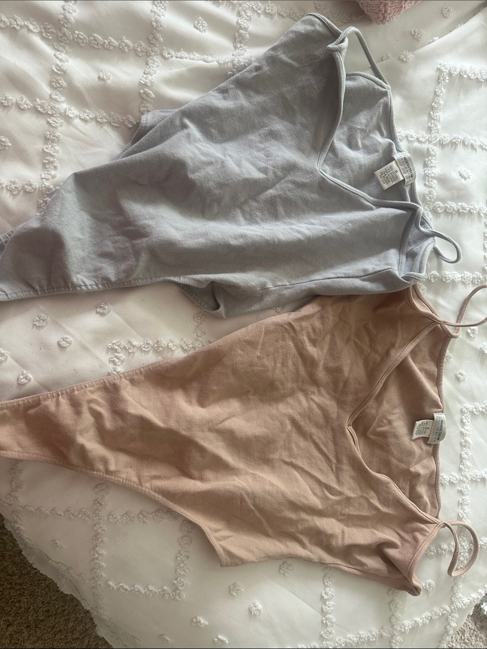 Nordstrom Gray and Tan Ribbed Bandeau Bodysuits